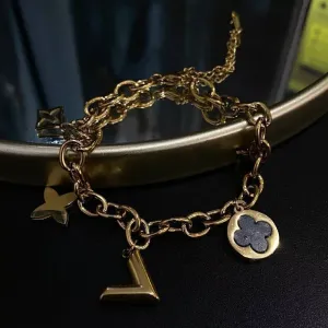 Pulseira Elos Pingentes Aço Inox Dourado