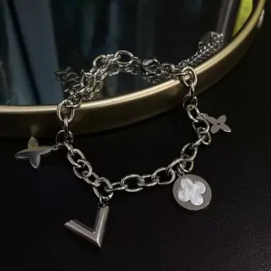 Pulseira Elos Pingentes Aço Inox Dourado