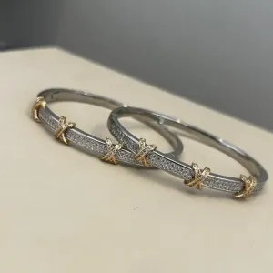 Bracelete Cravejado X dourado