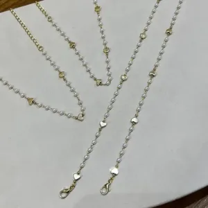 Pulseira de Perolas com Coração - Banhada a Ouro