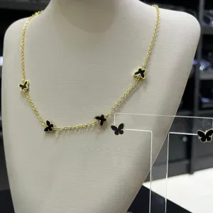 Conjunto de Borboleta com resina - Preta