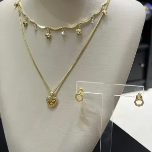 Conjunto de Espirito com colar duplo - Dourado