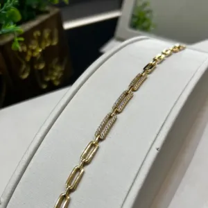 Pulseira Elos Cravejados - Banhado a Ouro