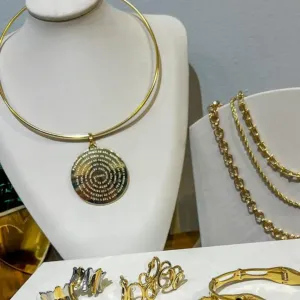 Aro liso Pingente Pai Nosso - Banhado a Ouro