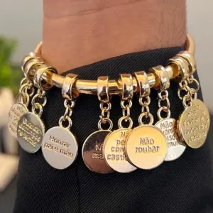 Bracelete 10mandamentos - Banhado a ouro