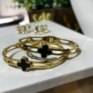 Bracelete Trevo - Aço com banho