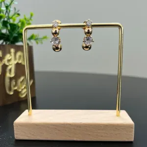 Brinco Ear Hook bolinha e ponto de luz - Banho de Rodio