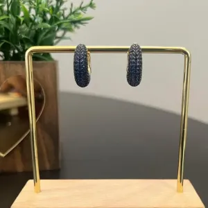 Brinco de Argola Ckik cravejado - Azul Safira