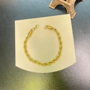 Pulseira Cordão Torcido 4mm 21cm - Aço com Banho