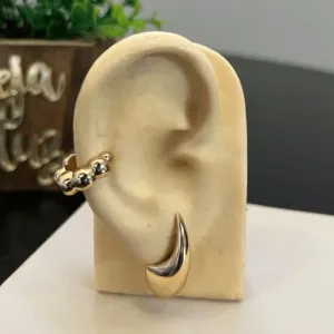 Brinco de Gota 25mm lisa + Piercing Fake Bolinha