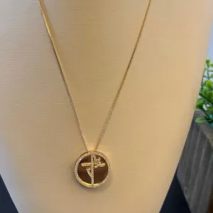 Colar medalha Fé cravejada