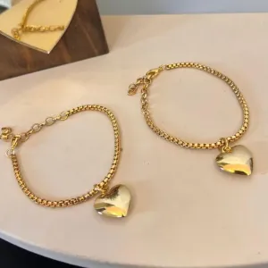 Pulseira Elo Português pingente de coração