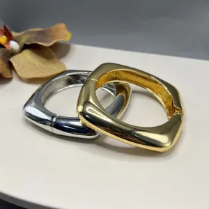 Bracelete liso quadrado - Banho de ouro