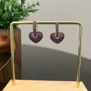 Brinco de Argola Clik pingente coração - Vermelho Rubi