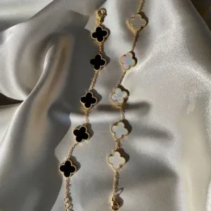 Pulseira Trevo Inspiração - Madre Perola - Aço inox com banho de ouro