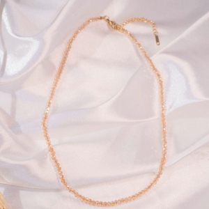 Choker Cristais - Bege - Aço com Banho de Ouro