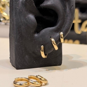 Brinco Trio de Argolinha Lisa - 12/10/9mm - Banho de Ouro