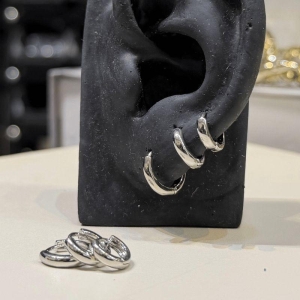 Brinco Trio de Argolinha Lisa - 12/10/9mm - Banho de Rodio