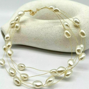 Choker Pérolas 4 aros - Banho de Ouro