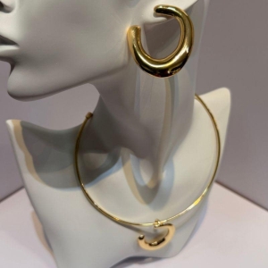 Conjunto de Aro Brinco C - Banho de Ouro