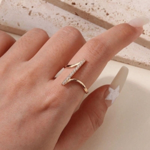 Anel Cravejado Regulável - Aço com Banho