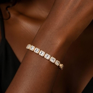 Pulseira Riviera Retangular - Banho de Ouro