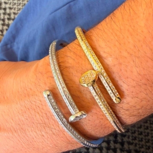 Bracelete Prego Cravejado - Banho de Ouro