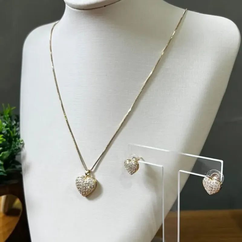 Conjunto coração Cravejado