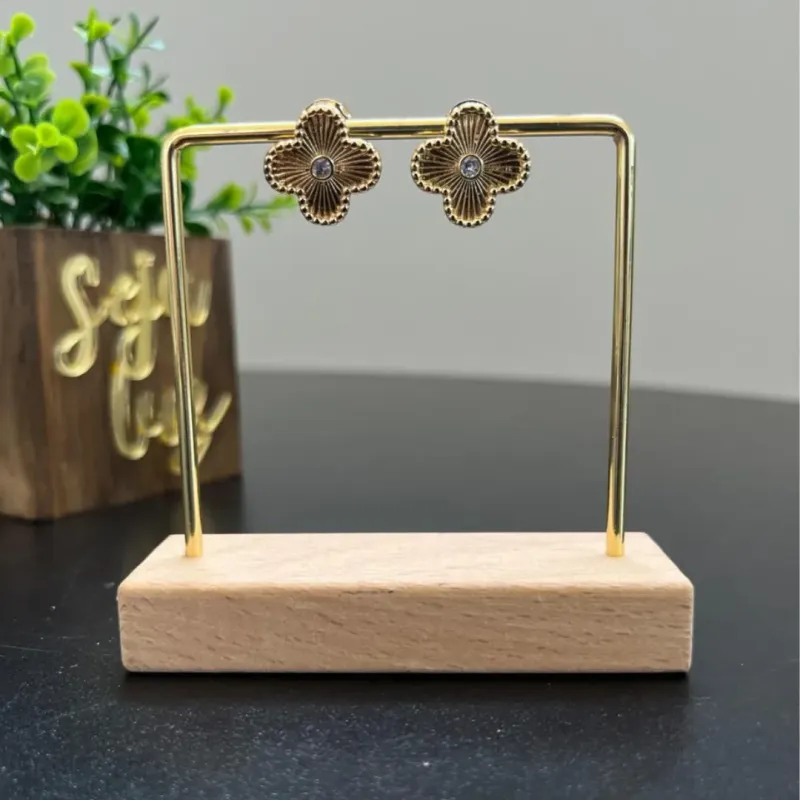 Brinco de Trevo Inspiração - Banho de Ouro