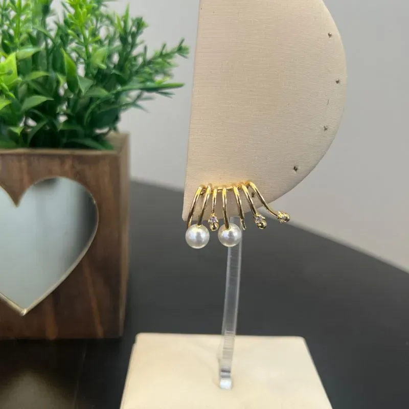 Brinco Ear Hook Perolas