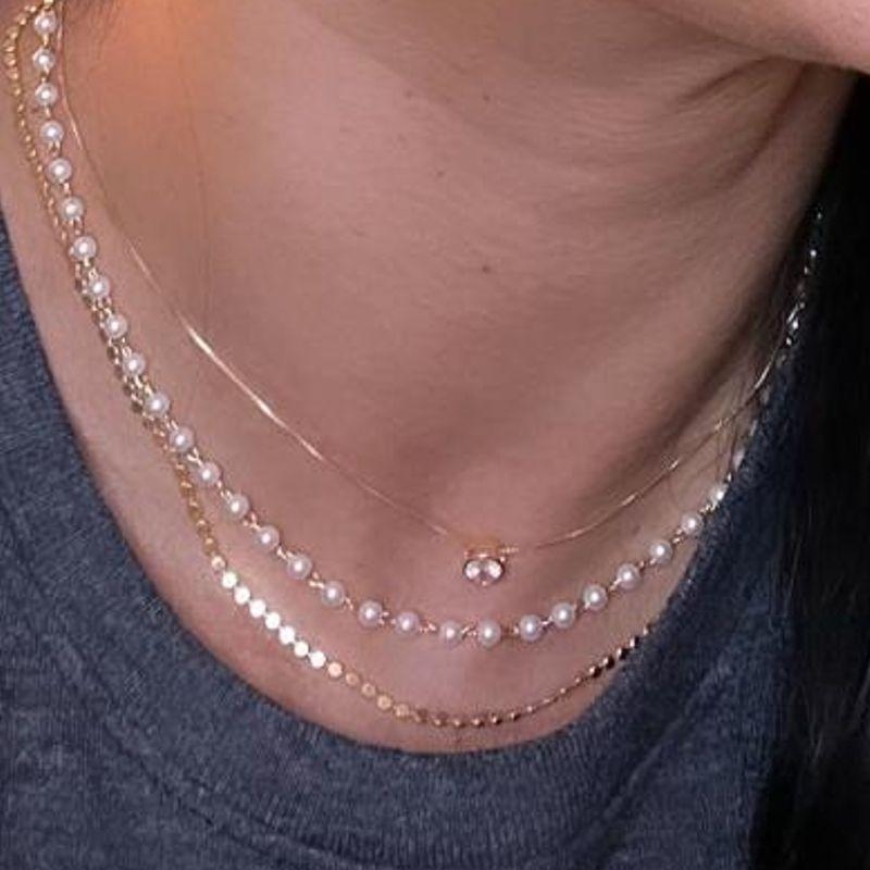 Coker de perolas inteira 2mm 40cm + 5cm de extensor - Ouro