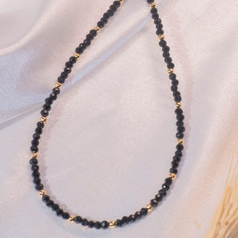 Choker Cristais - Preto - Aço com banho de Ouro