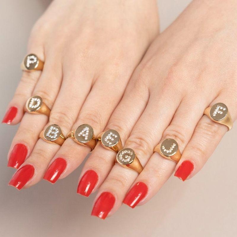 Anel de Dedinho Regulável com letra T