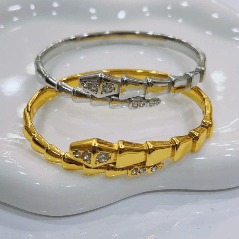 Bracelete de Cobra - Aço com Banho de Ouro