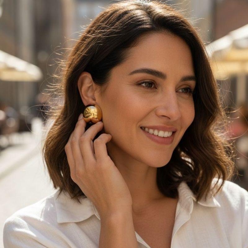 Brinco de botão liso 30mm tarraxa