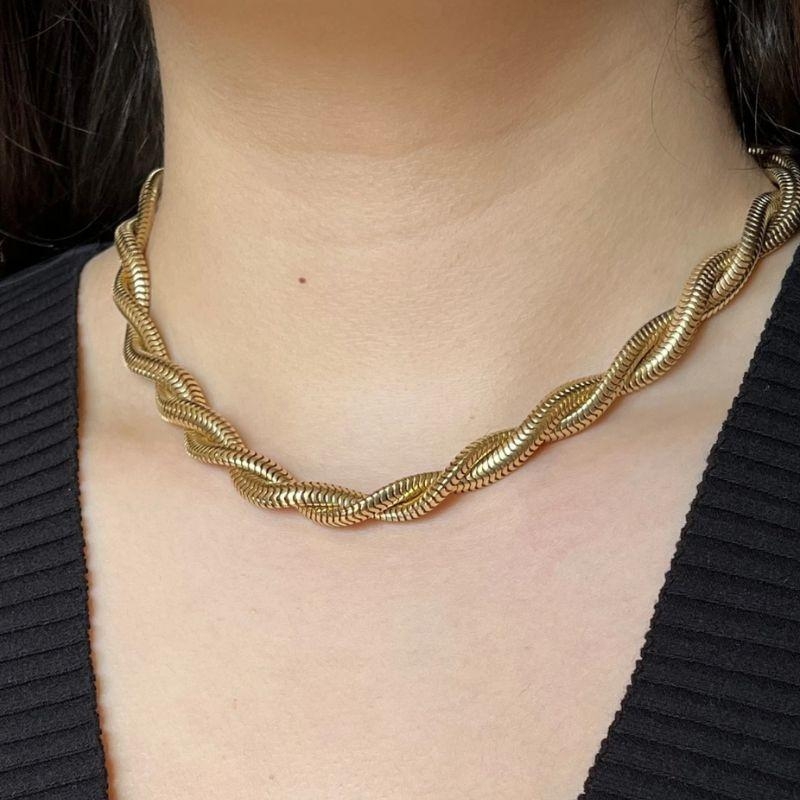 Colar Malha Torcida - Aço com Banho