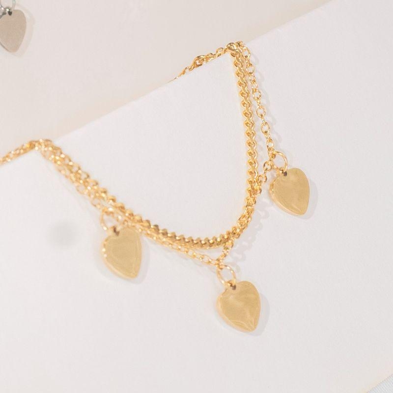 Pulseira Berloque coração - Aço inox com Banho