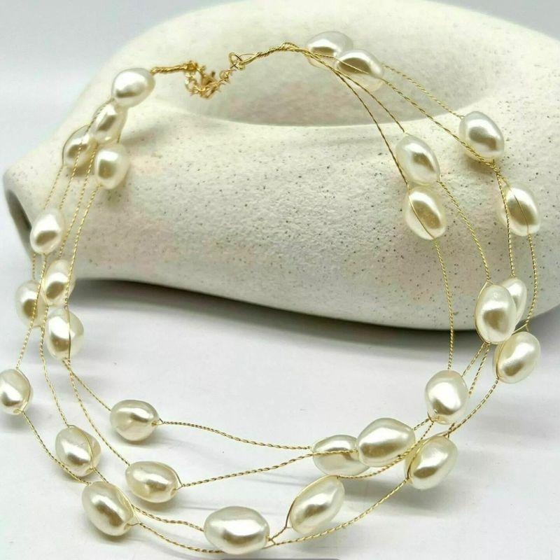 Choker Pérolas 4 aros - Banho de Ouro