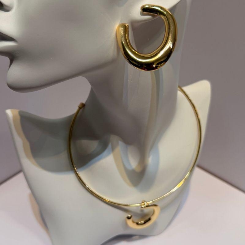 Conjunto de Aro Brinco C - Banho de Ouro