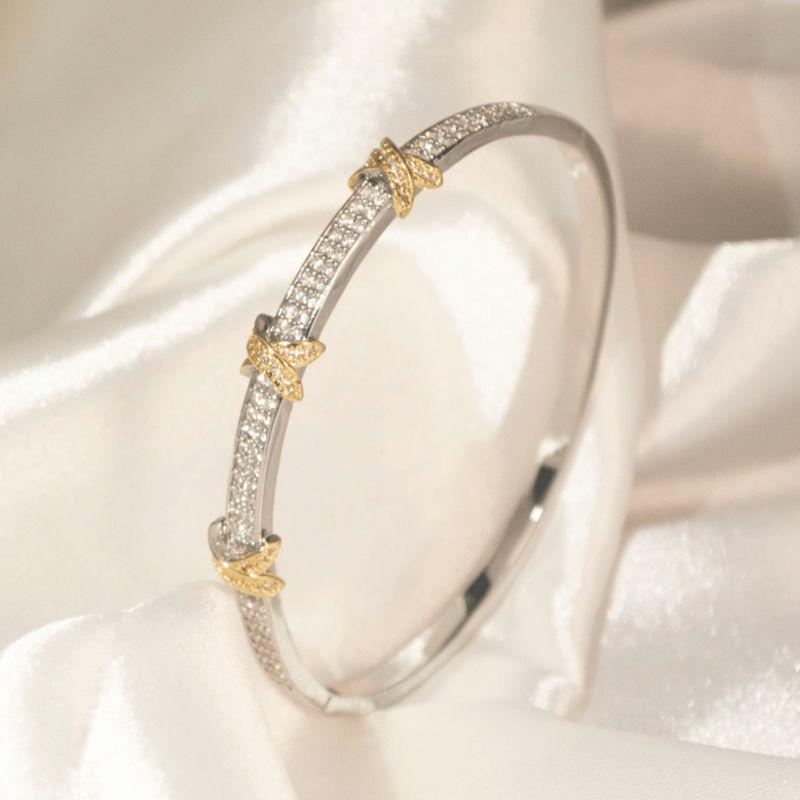 Bracelete Cravejado Mix Banhos X Dourado cravejado