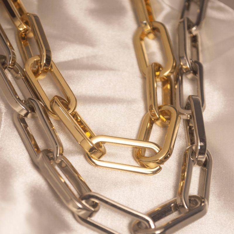 Choker Elos Retangulares - Banho de Rodio