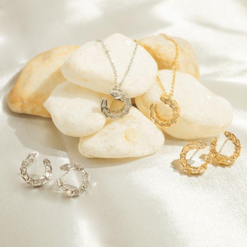 Conjunto Arco Cravejado Baguetes - Banho de Ouro