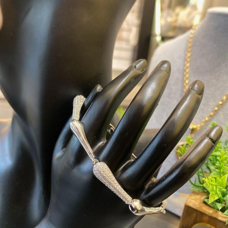 Pulseira em gota Lisa/Cravejada - Banho de Rodio