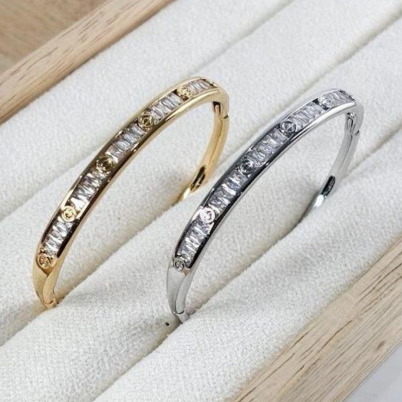 Bracelete Cravejado - Banho de Rodio