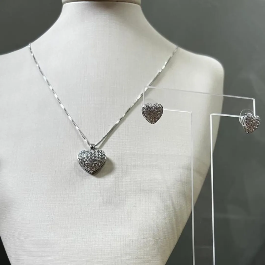 Conjunto coração Cravejado