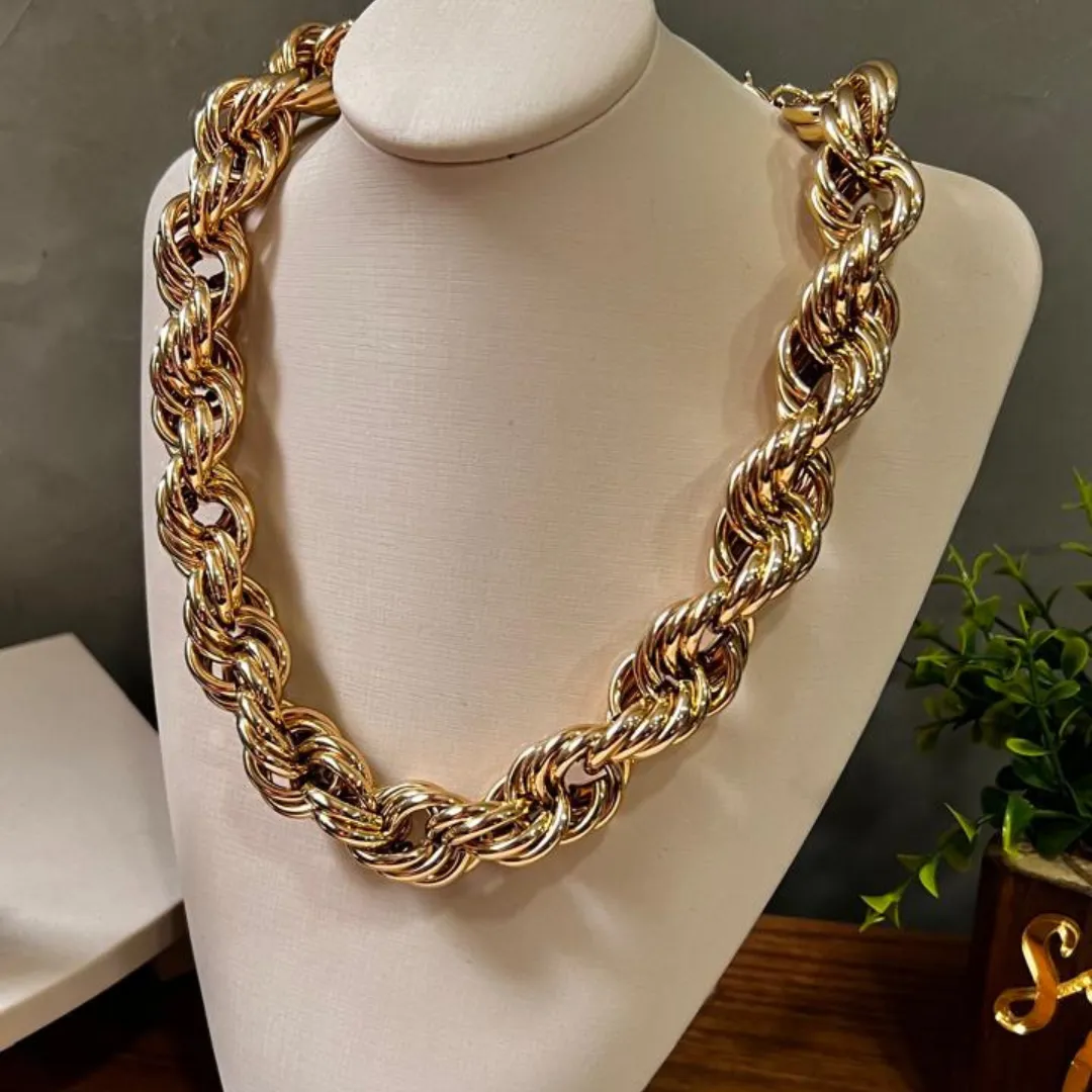 Choker Cordão Torcido 20mm - 40cm de comprimento + 5cm de extensor
