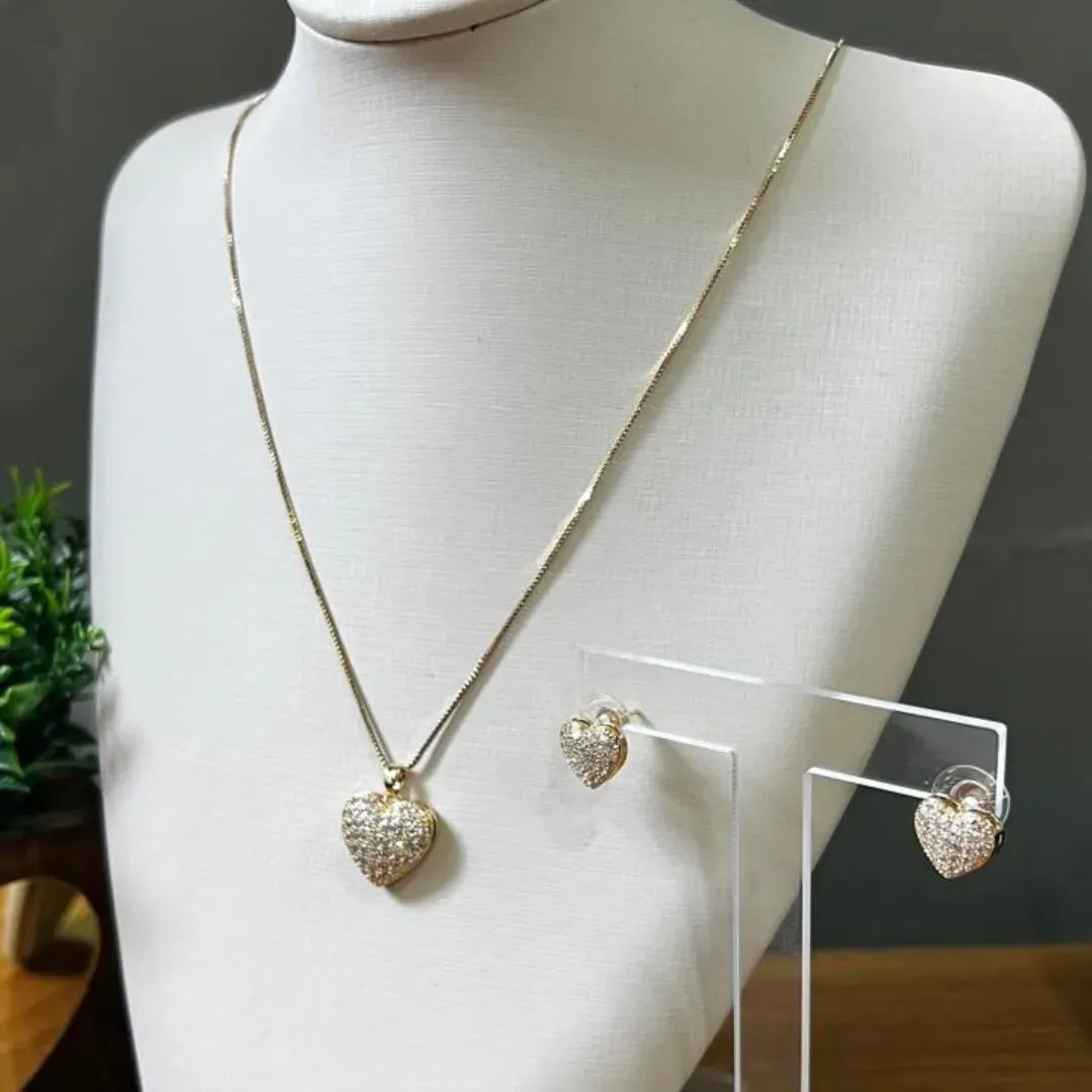 Conjunto coração Cravejado