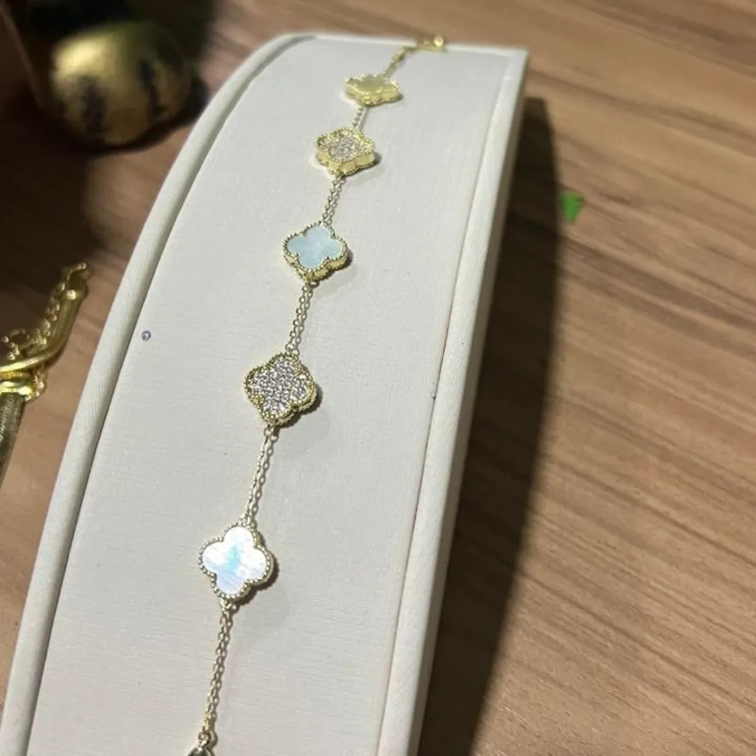 Pulseira Inspiração dupla face - Madrepérola e cravejado