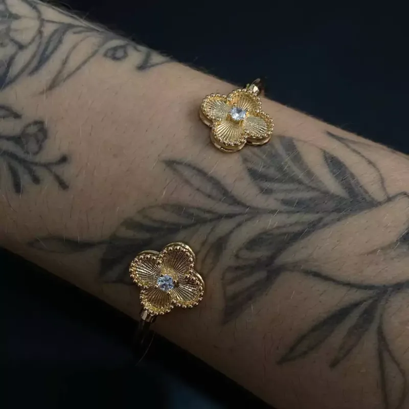 Bracelete Trevo com zirconia