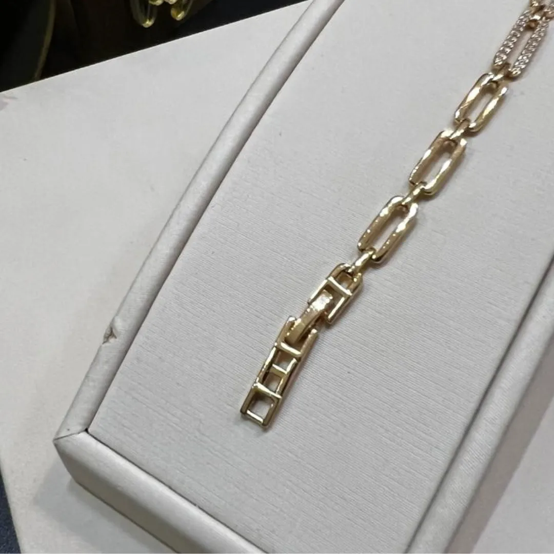 Pulseira Elos Cravejados - Banhado a Ouro
